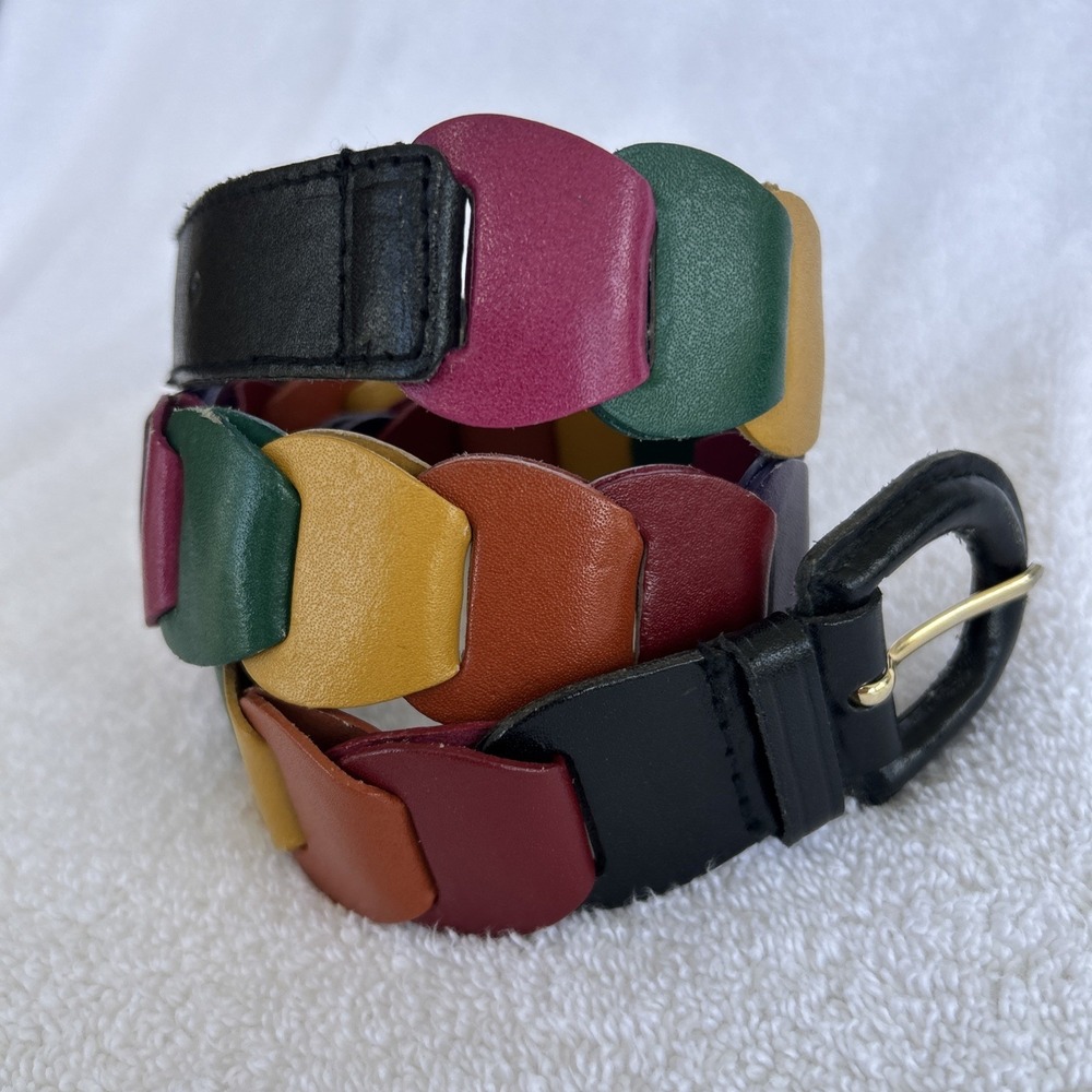 Leather Belt Rainbow Colored Size Large 32 Accent Statement‎